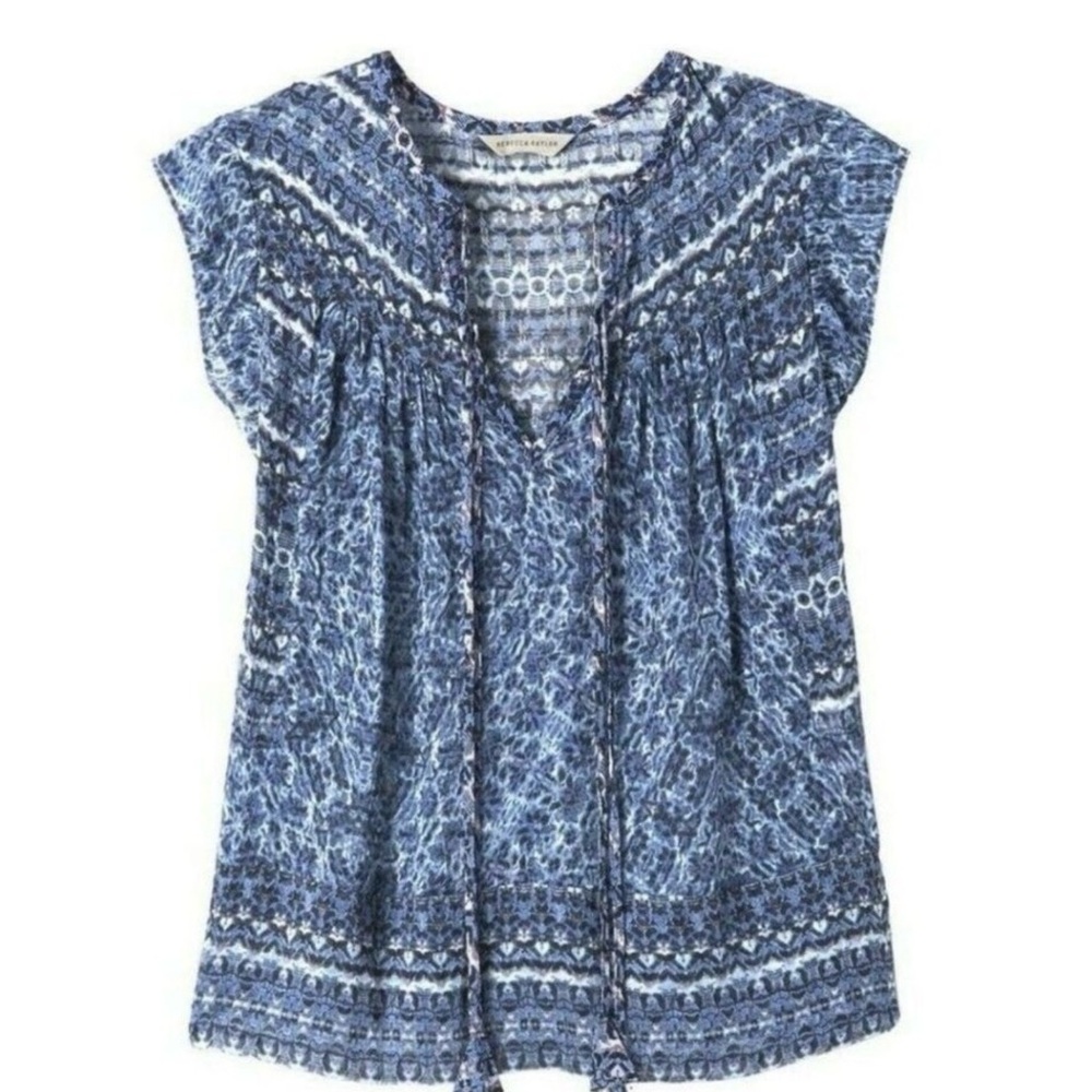 Rebecca Taylor Blue Sleeveless Peasant Blouse